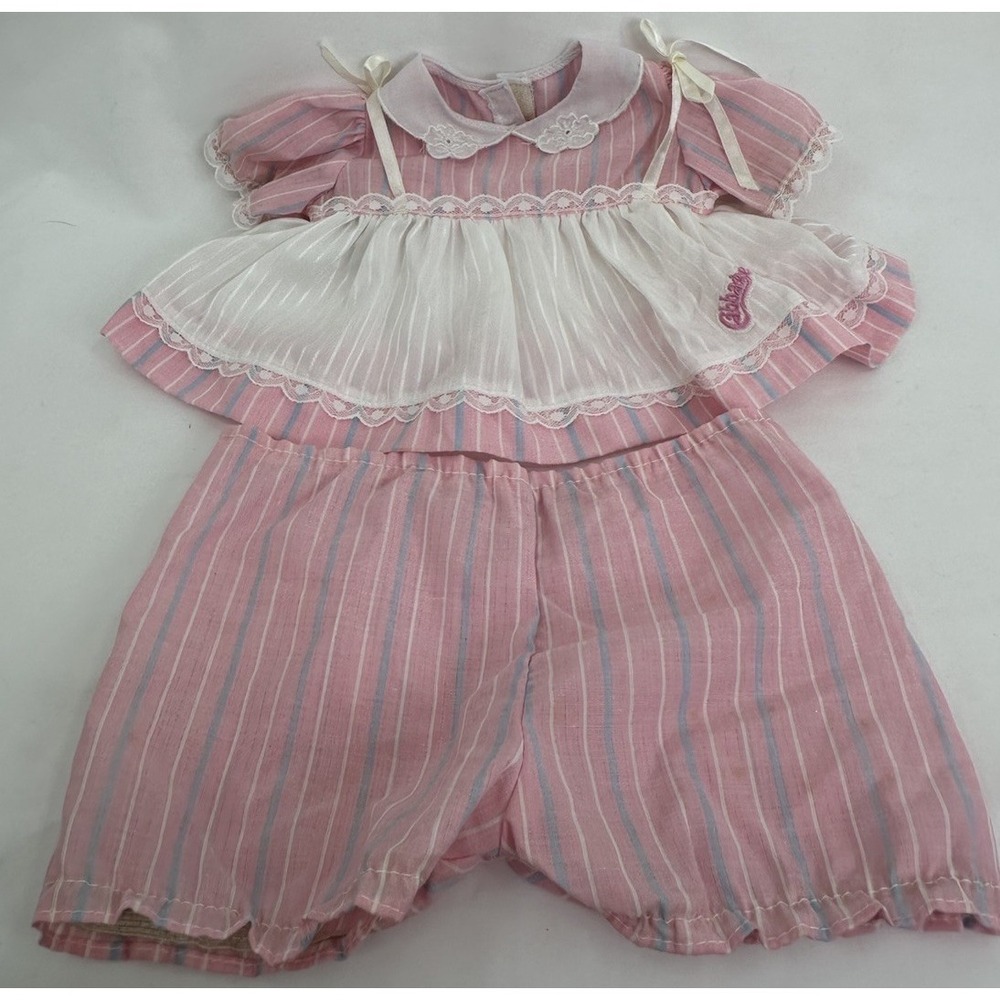 Vintage Cabbage Patch Kids/Doll Clothing Pink/White Two Piece Set